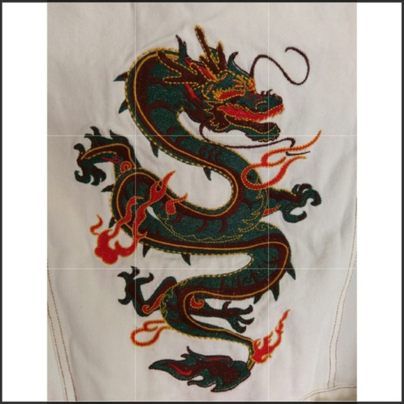 🎉HP last☝️🐉White Dragon Jean Jacket - Picture 2 of 8